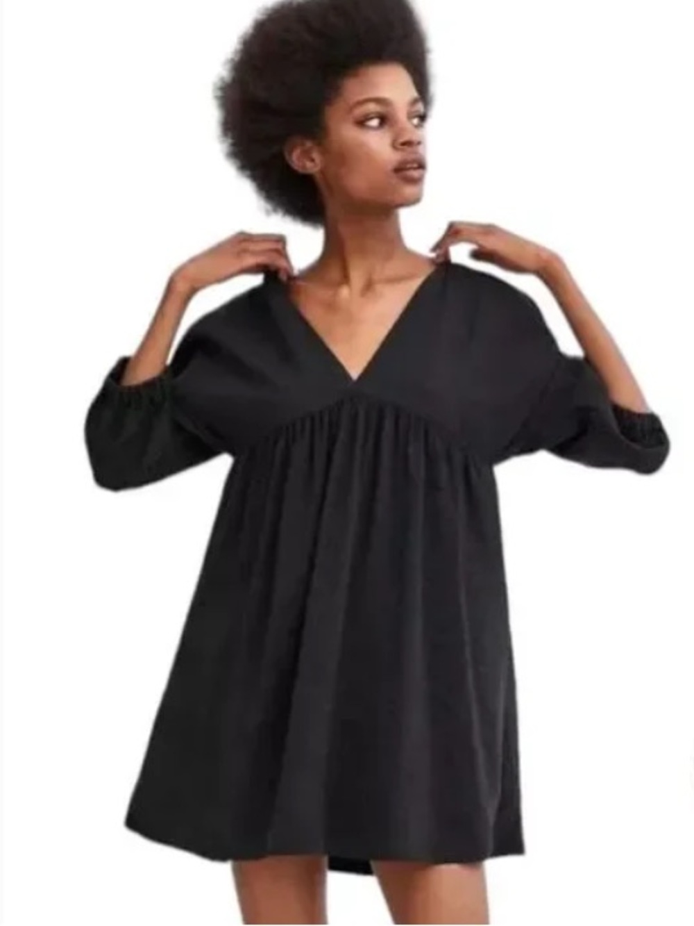 Zara Black V-Neck Mini Dress